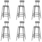 Modern Armless Backrest Counter Stool Iron Cafe Bar Stool with Wooden Seat and Pedal