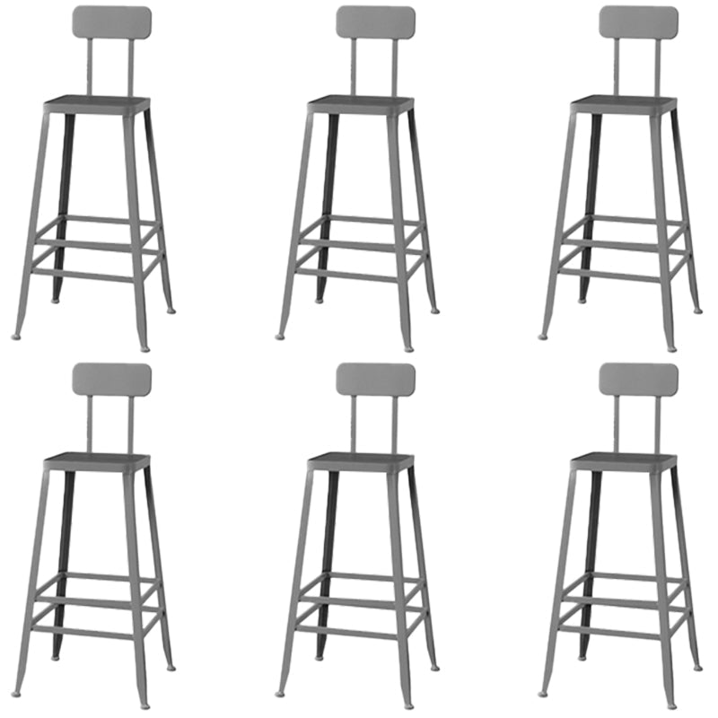 Modern Armless Backrest Counter Stool Iron Cafe Bar Stool with Wooden Seat and Pedal