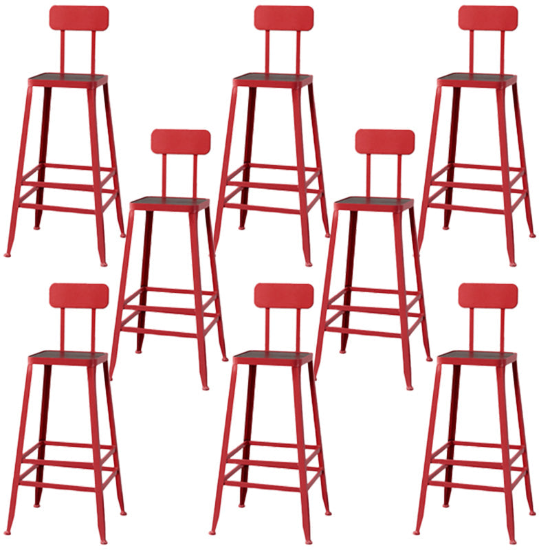 Modern Armless Backrest Counter Stool Iron Cafe Bar Stool with Wooden Seat and Pedal