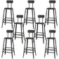 Modern Armless Backrest Counter Stool Iron Cafe Bar Stool with Wooden Seat and Pedal