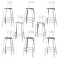 Modern Armless Backrest Counter Stool Iron Cafe Bar Stool with Wooden Seat and Pedal