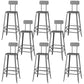 Modern Armless Backrest Counter Stool Iron Cafe Bar Stool with Wooden Seat and Pedal