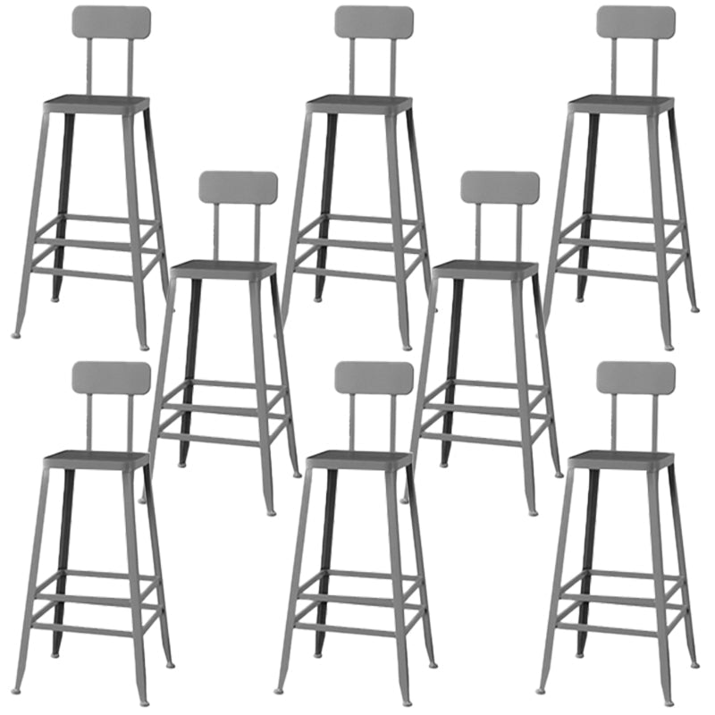 Modern Armless Backrest Counter Stool Iron Cafe Bar Stool with Wooden Seat and Pedal