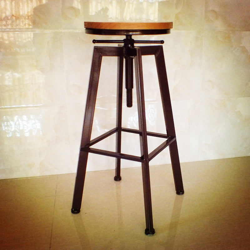 Industrial Armless Rotatable Counter Stool Iron Cafe Bar Stool with Pedal Copper 1 Piece Clearhalo 'Bar Furniture' 'Bar Stools' 'bar_stools' 'furn' 'furn_bar_stools' 'Furniture' 'Kitchen & Dining Furniture' 7015814