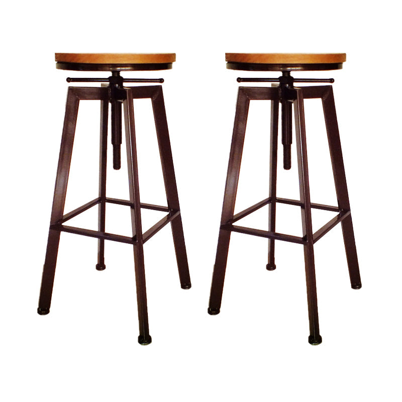 Industrial Armless Rotatable Counter Stool Iron Cafe Bar Stool with Pedal Copper 2 Piece Set Clearhalo 'Bar Furniture' 'Bar Stools' 'bar_stools' 'furn' 'furn_bar_stools' 'Furniture' 'Kitchen & Dining Furniture' 7015815