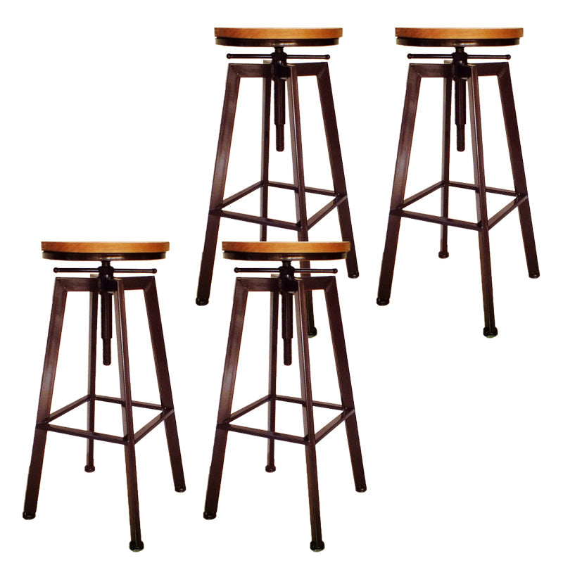 Industrial Armless Rotatable Counter Stool Iron Cafe Bar Stool with Pedal Copper 4 Piece Set Clearhalo 'Bar Furniture' 'Bar Stools' 'bar_stools' 'furn' 'furn_bar_stools' 'Furniture' 'Kitchen & Dining Furniture' 7015818