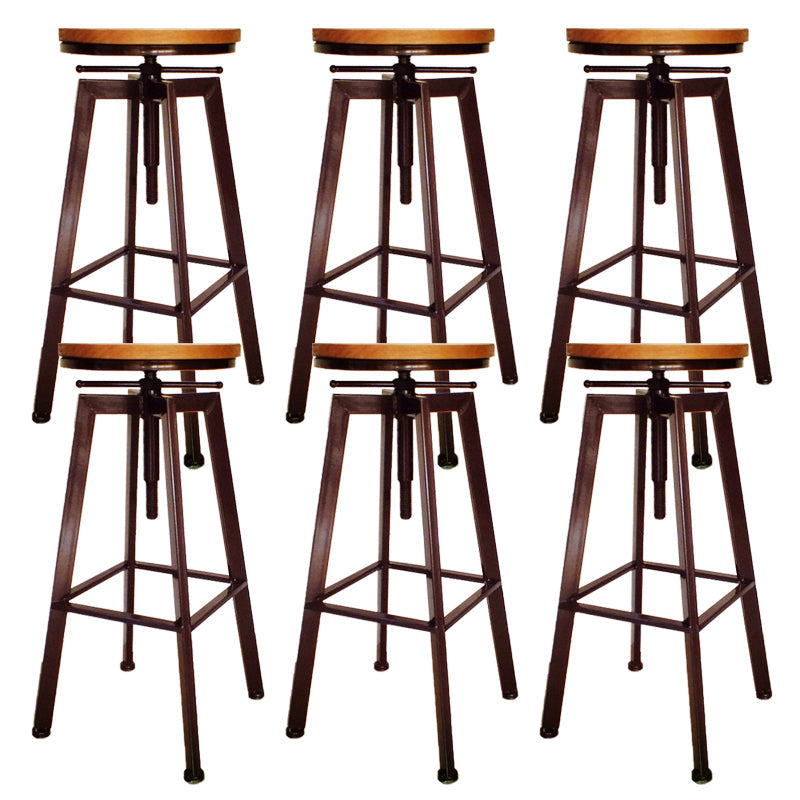 Industrial Armless Rotatable Counter Stool Iron Cafe Bar Stool with Pedal Copper 6 Piece Set Clearhalo 'Bar Furniture' 'Bar Stools' 'bar_stools' 'furn' 'furn_bar_stools' 'Furniture' 'Kitchen & Dining Furniture' 7015819