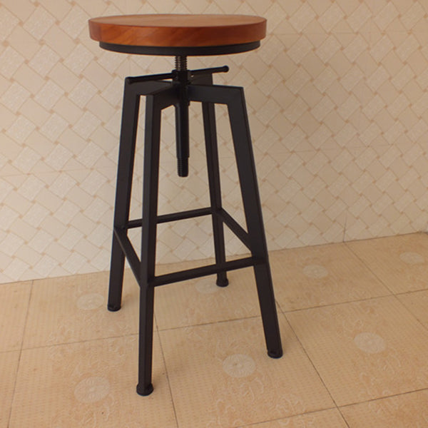 Industrial Armless Rotatable Counter Stool Iron Cafe Bar Stool with Pedal Clearhalo 'Bar Furniture' 'Bar Stools' 'bar_stools' 'furn' 'furn_bar_stools' 'Furniture' 'Kitchen & Dining Furniture' 7015820