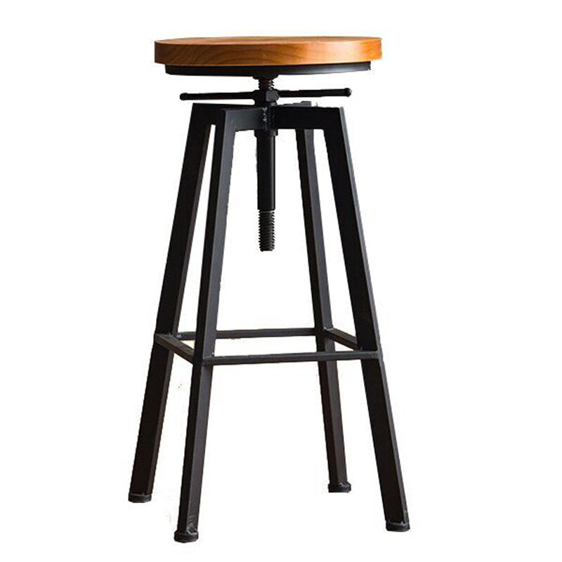 Industrial Armless Rotatable Counter Stool Iron Cafe Bar Stool with Pedal Clearhalo 'Bar Furniture' 'Bar Stools' 'bar_stools' 'furn' 'furn_bar_stools' 'Furniture' 'Kitchen & Dining Furniture' 7015821
