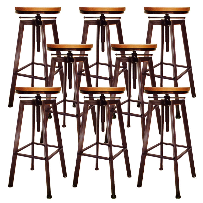 Industrial Armless Rotatable Counter Stool Iron Cafe Bar Stool with Pedal Copper 8 Piece Set Clearhalo 'Bar Furniture' 'Bar Stools' 'bar_stools' 'furn' 'furn_bar_stools' 'Furniture' 'Kitchen & Dining Furniture' 7015822