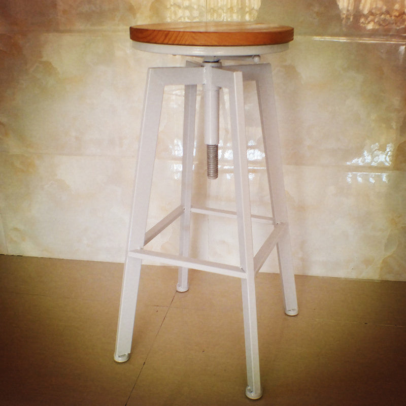 Industrial Armless Rotatable Counter Stool Iron Cafe Bar Stool with Pedal White 1 Piece Clearhalo 'Bar Furniture' 'Bar Stools' 'bar_stools' 'furn' 'furn_bar_stools' 'Furniture' 'Kitchen & Dining Furniture' 7015823