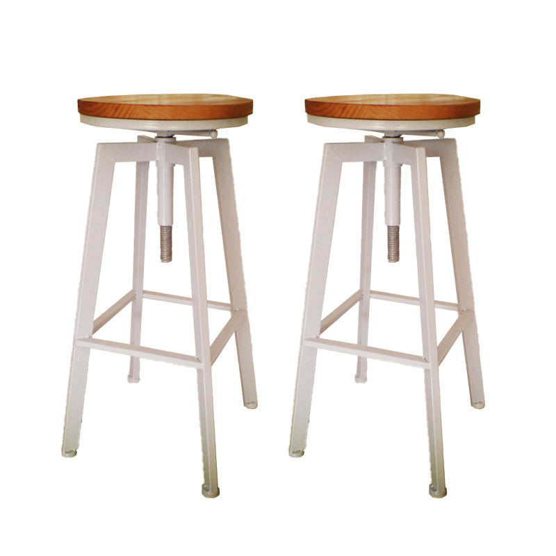 Industrial Armless Rotatable Counter Stool Iron Cafe Bar Stool with Pedal White 2 Piece Set Clearhalo 'Bar Furniture' 'Bar Stools' 'bar_stools' 'furn' 'furn_bar_stools' 'Furniture' 'Kitchen & Dining Furniture' 7015826