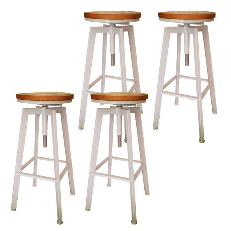 Industrial Armless Rotatable Counter Stool Iron Cafe Bar Stool with Pedal White 4 Piece Set Clearhalo 'Bar Furniture' 'Bar Stools' 'bar_stools' 'furn' 'furn_bar_stools' 'Furniture' 'Kitchen & Dining Furniture' 7015827