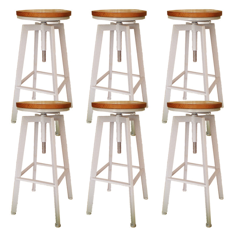 Industrial Armless Rotatable Counter Stool Iron Cafe Bar Stool with Pedal White 6 Piece Set Clearhalo 'Bar Furniture' 'Bar Stools' 'bar_stools' 'furn' 'furn_bar_stools' 'Furniture' 'Kitchen & Dining Furniture' 7015828