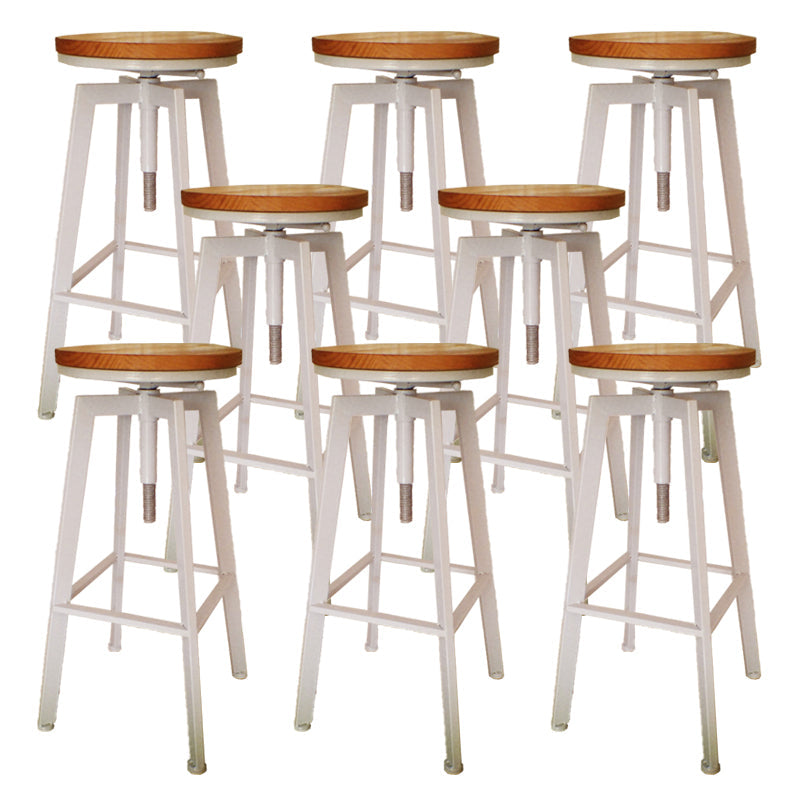 Industrial Armless Rotatable Counter Stool Iron Cafe Bar Stool with Pedal White 8 Piece Set Clearhalo 'Bar Furniture' 'Bar Stools' 'bar_stools' 'furn' 'furn_bar_stools' 'Furniture' 'Kitchen & Dining Furniture' 7015829
