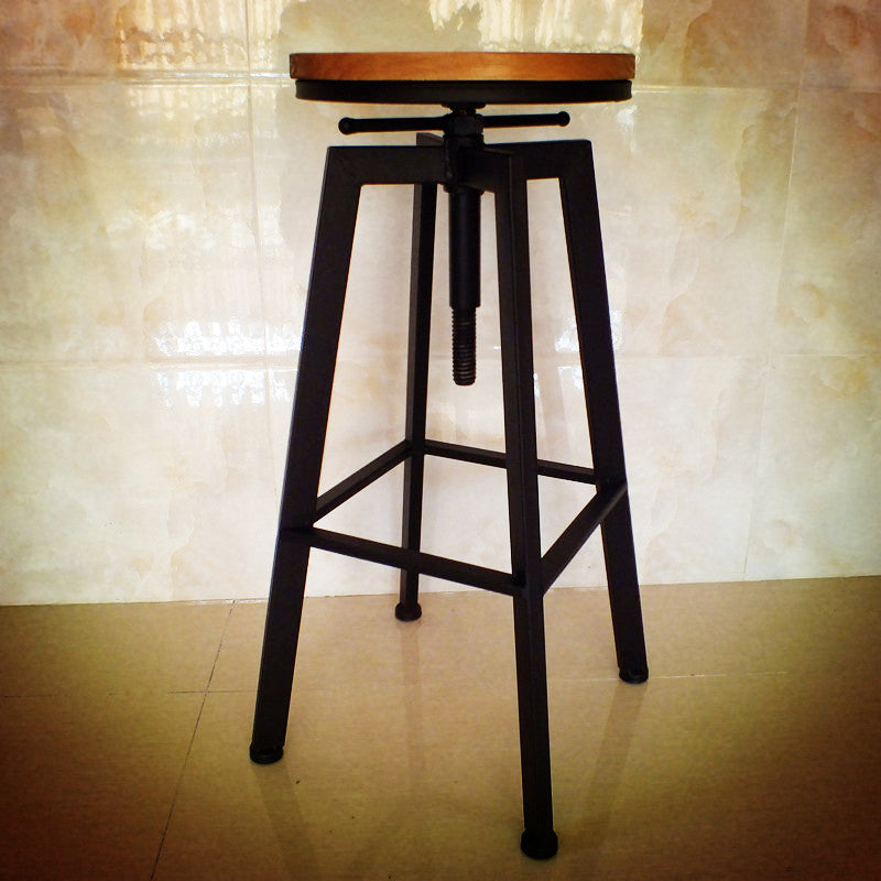 Industrial Armless Rotatable Counter Stool Iron Cafe Bar Stool with Pedal Black 1 Piece Clearhalo 'Bar Furniture' 'Bar Stools' 'bar_stools' 'furn' 'furn_bar_stools' 'Furniture' 'Kitchen & Dining Furniture' 7015830