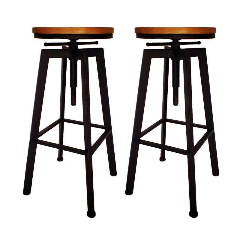 Industrial Armless Rotatable Counter Stool Iron Cafe Bar Stool with Pedal Black 2 Piece Set Clearhalo 'Bar Furniture' 'Bar Stools' 'bar_stools' 'furn' 'furn_bar_stools' 'Furniture' 'Kitchen & Dining Furniture' 7015831