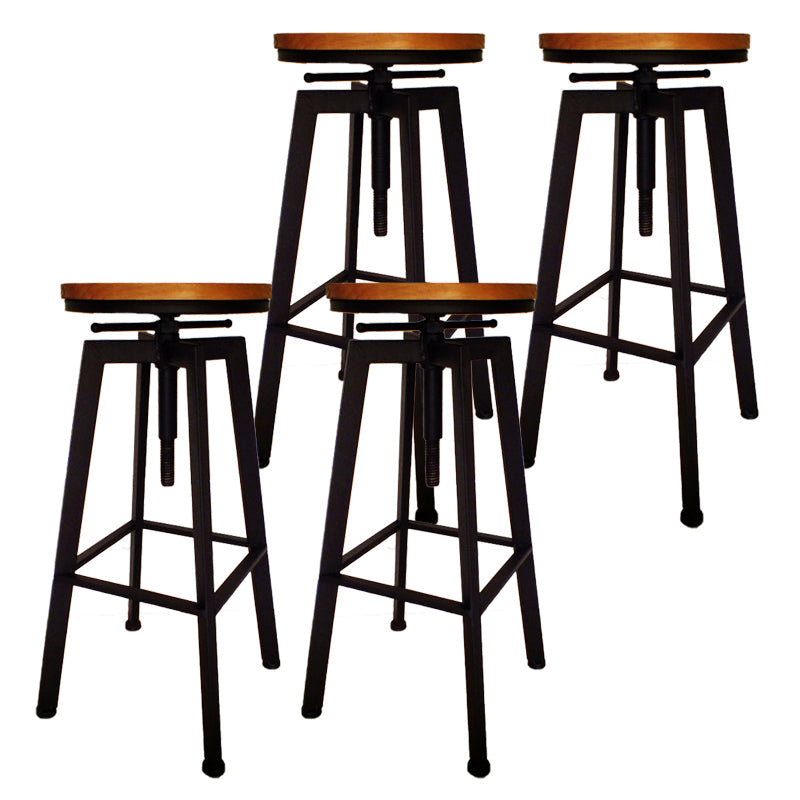 Industrial Armless Rotatable Counter Stool Iron Cafe Bar Stool with Pedal Black 4 Piece Set Clearhalo 'Bar Furniture' 'Bar Stools' 'bar_stools' 'furn' 'furn_bar_stools' 'Furniture' 'Kitchen & Dining Furniture' 7015832