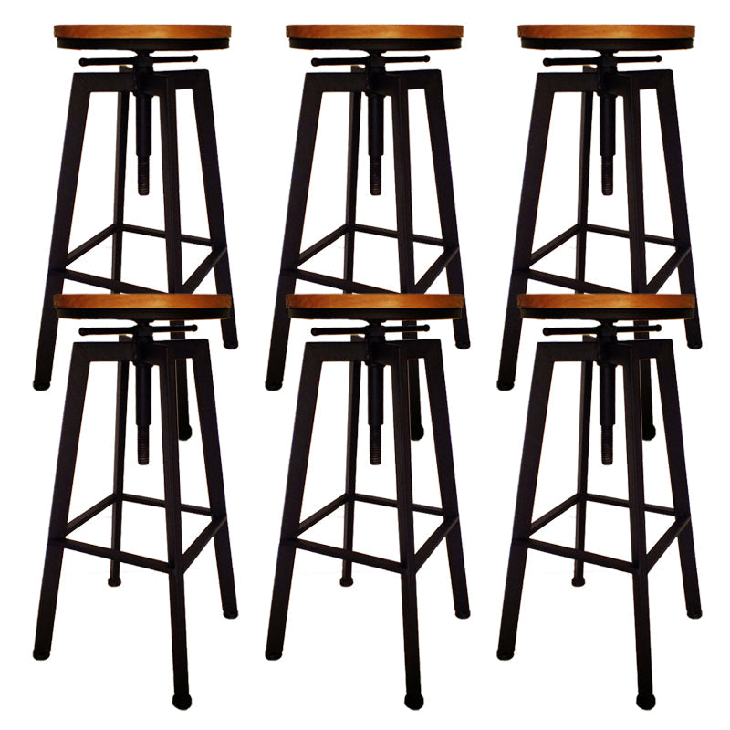 Industrial Armless Rotatable Counter Stool Iron Cafe Bar Stool with Pedal Black 6 Piece Set Clearhalo 'Bar Furniture' 'Bar Stools' 'bar_stools' 'furn' 'furn_bar_stools' 'Furniture' 'Kitchen & Dining Furniture' 7015833