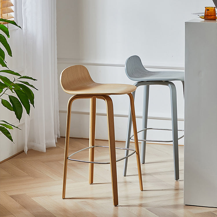 Tabouret de comptoir à dos de dossier moderne en bois tabouret de bar de café avec siège en bois et pédale