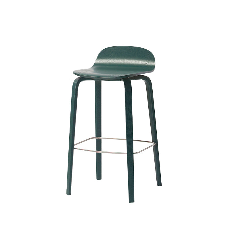 Tabouret de comptoir à dos de dossier moderne en bois tabouret de bar de café avec siège en bois et pédale