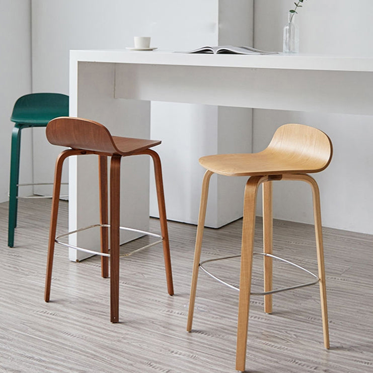 Tabouret de comptoir à dos de dossier moderne en bois tabouret de bar de café avec siège en bois et pédale