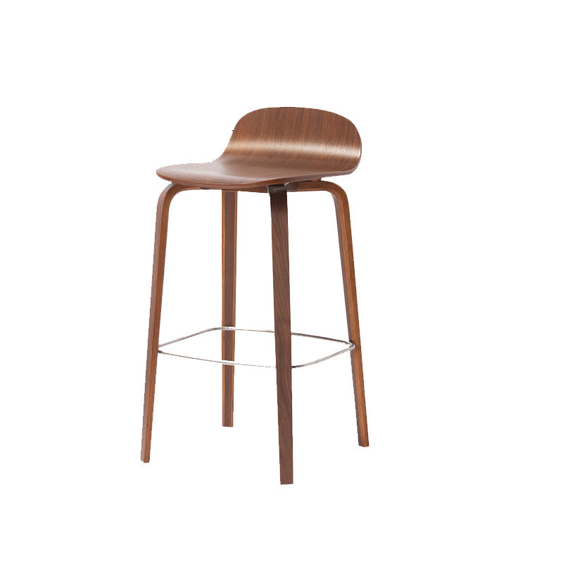 Tabouret de comptoir à dos de dossier moderne en bois tabouret de bar de café avec siège en bois et pédale