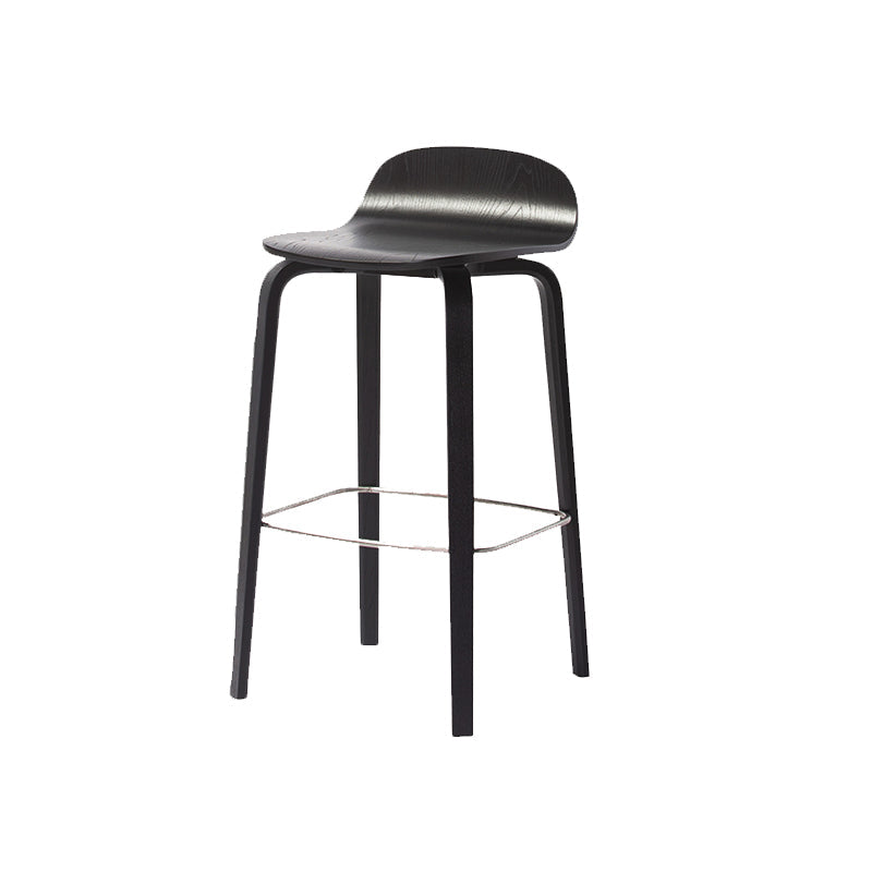 Tabouret de comptoir à dos de dossier moderne en bois tabouret de bar de café avec siège en bois et pédale