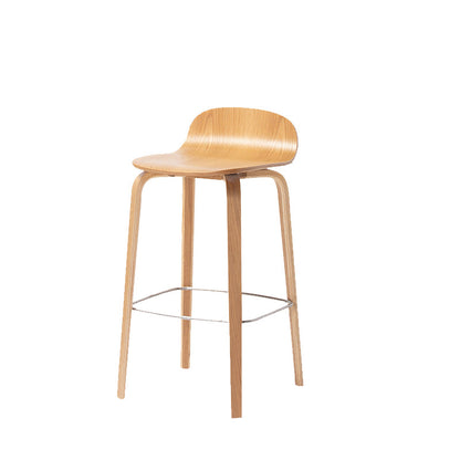 Tabouret de comptoir à dos de dossier moderne en bois tabouret de bar de café avec siège en bois et pédale