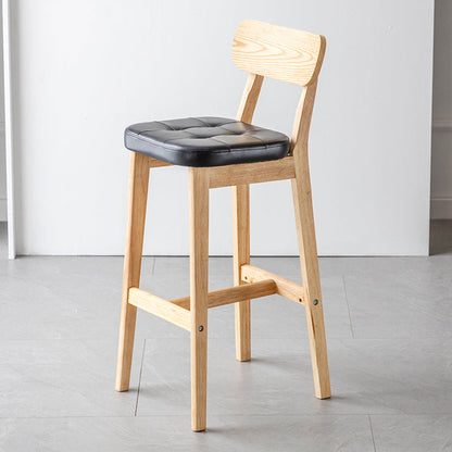 Modern Armless Backrest Counter Stool Oak Wood Cafe Bar Stool with Cushion and Pedal