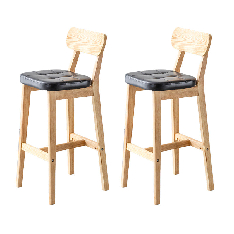 Modern Armless Backrest Counter Stool Oak Wood Cafe Bar Stool with Cushion and Pedal