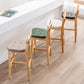 Modern Armless Backrest Counter Stool Oak Wood Cafe Bar Stool with Cushion and Pedal