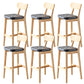 Modern Armless Backrest Counter Stool Oak Wood Cafe Bar Stool with Cushion and Pedal