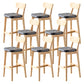 Modern Armless Backrest Counter Stool Oak Wood Cafe Bar Stool with Cushion and Pedal