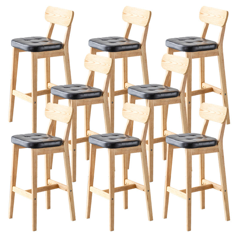 Modern Armless Backrest Counter Stool Oak Wood Cafe Bar Stool with Cushion and Pedal