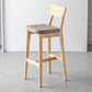 Modern Armless Backrest Counter Stool Oak Wood Cafe Bar Stool with Cushion and Pedal