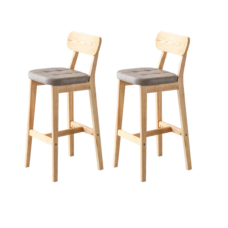 Modern Armless Backrest Counter Stool Oak Wood Cafe Bar Stool with Cushion and Pedal