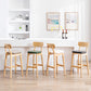 Modern Armless Backrest Counter Stool Oak Wood Cafe Bar Stool with Cushion and Pedal
