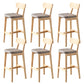 Modern Armless Backrest Counter Stool Oak Wood Cafe Bar Stool with Cushion and Pedal