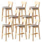 Modern Armless Backrest Counter Stool Oak Wood Cafe Bar Stool with Cushion and Pedal