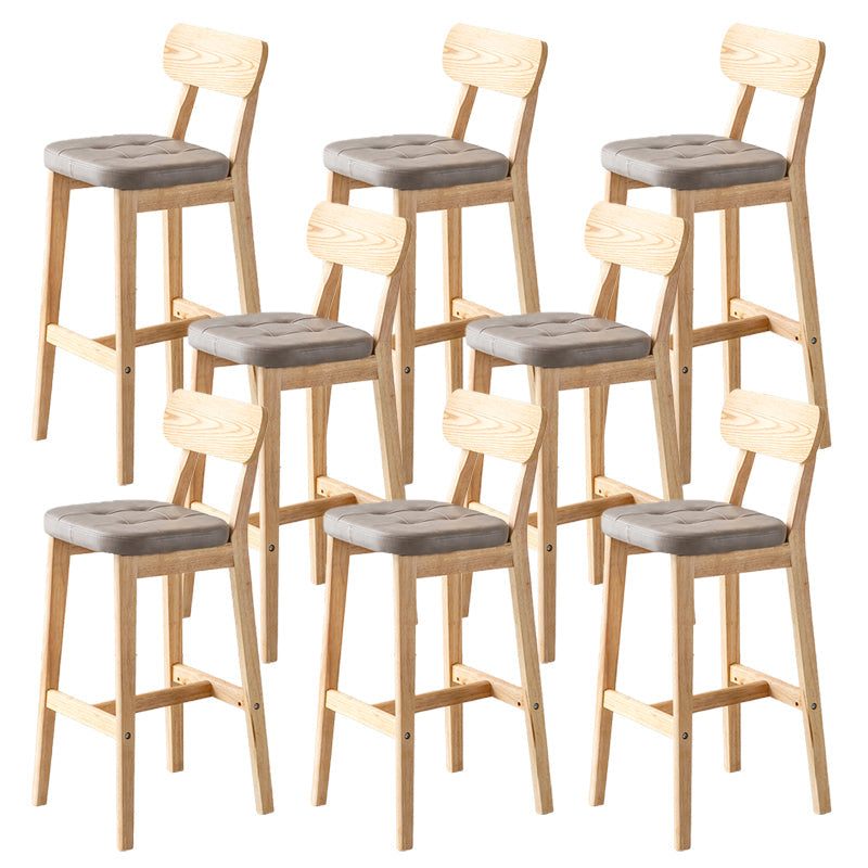 Modern Armless Backrest Counter Stool Oak Wood Cafe Bar Stool with Cushion and Pedal