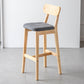 Modern Armless Backrest Counter Stool Oak Wood Cafe Bar Stool with Cushion and Pedal
