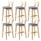 Modern Armless Backrest Counter Stool Oak Wood Cafe Bar Stool with Cushion and Pedal