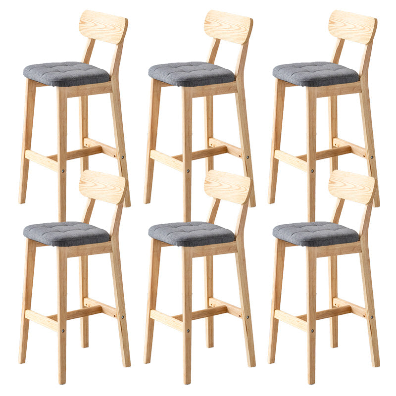Modern Armless Backrest Counter Stool Oak Wood Cafe Bar Stool with Cushion and Pedal