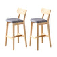 Modern Armless Backrest Counter Stool Oak Wood Cafe Bar Stool with Cushion and Pedal