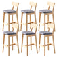 Modern Armless Backrest Counter Stool Oak Wood Cafe Bar Stool with Cushion and Pedal