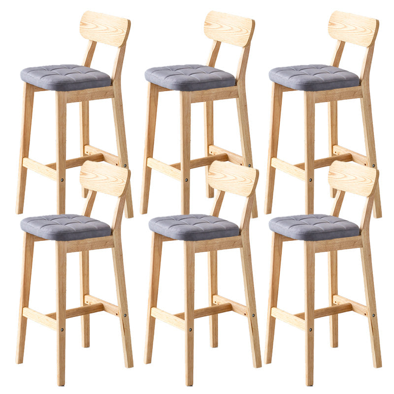 Modern Armless Backrest Counter Stool Oak Wood Cafe Bar Stool with Cushion and Pedal