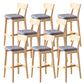Modern Armless Backrest Counter Stool Oak Wood Cafe Bar Stool with Cushion and Pedal