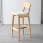 Modern Armless Backrest Counter Stool Oak Wood Cafe Bar Stool with Cushion and Pedal
