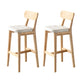 Modern Armless Backrest Counter Stool Oak Wood Cafe Bar Stool with Cushion and Pedal